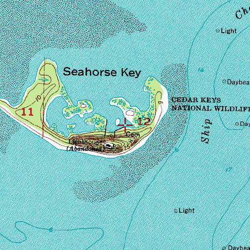 Topographic Map of Cedar Keys National Wildlife Refuge, FL