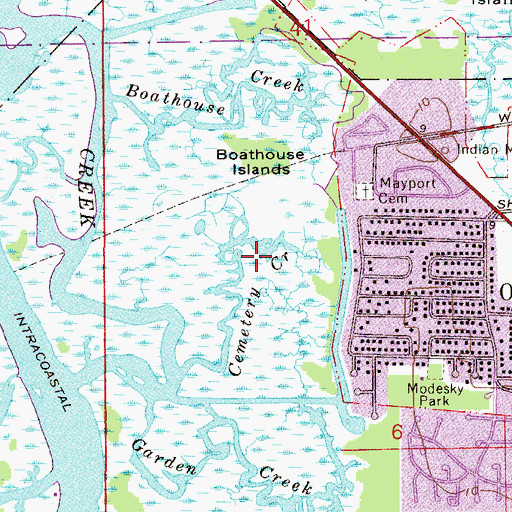 Topographic Map of Cemetery Creek, FL