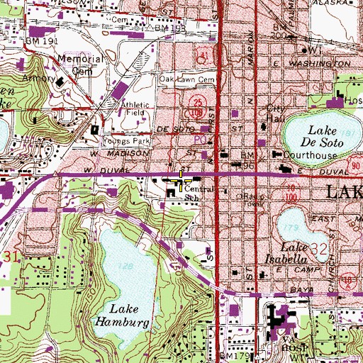 Topographic Map of Central School, FL