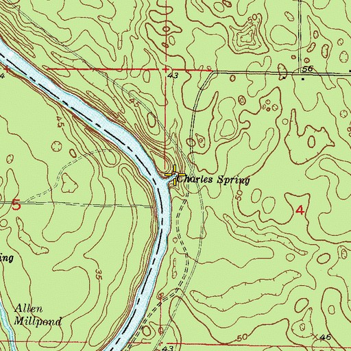 Topographic Map of Charles Spring, FL