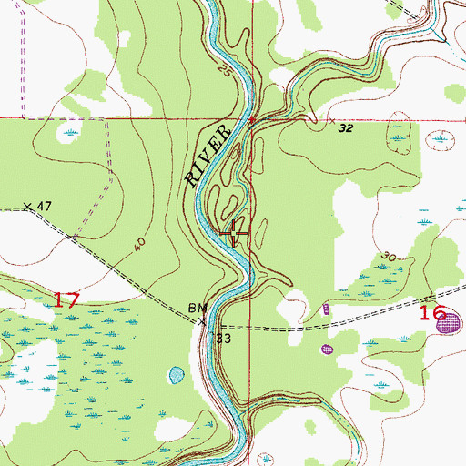 Topographic Map of Charlie Creek, FL