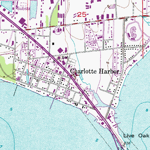 Topographic Map of Charlotte Harbor, FL