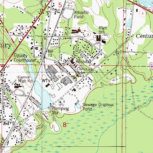 Topographic Map of Christian School, FL