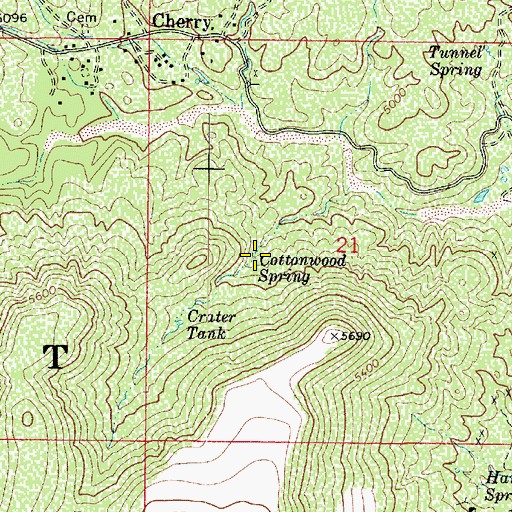 Topographic Map of Cottonwood Spring, AZ