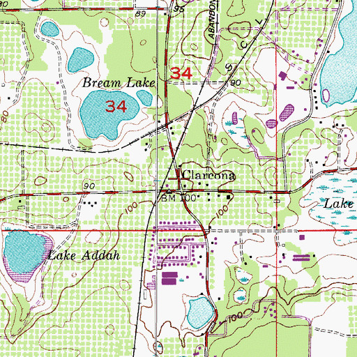 Topographic Map of Clarcona, FL