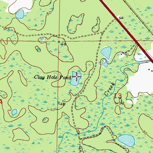 Topographic Map of Clay Hole Pond, FL