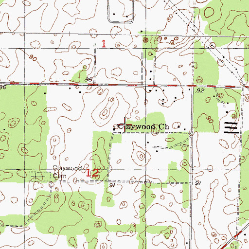 Topographic Map of Claywood Church, FL