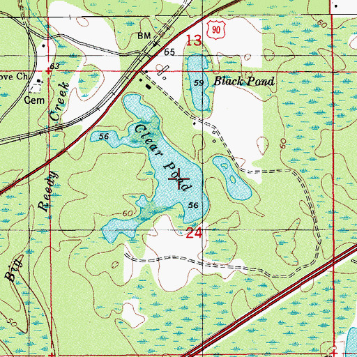 Topographic Map of Clear Pond, FL
