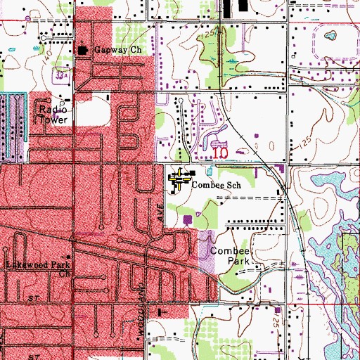 Topographic Map of Combee Elementary School, FL