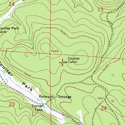 Topographic Map of Coulter Cabin, AZ