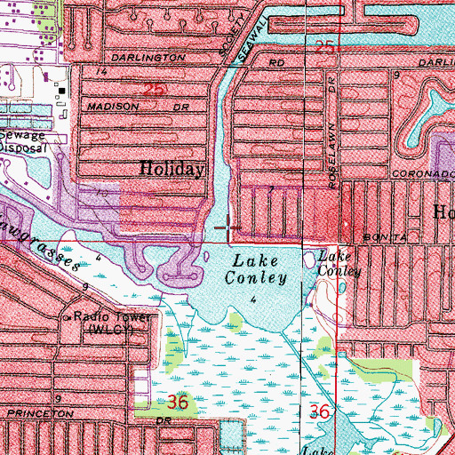 Topographic Map of Lake Conley, FL