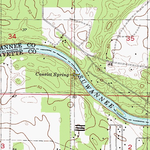 Topographic Map of Convict Spring, FL