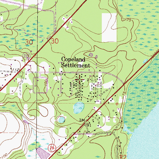 Topographic Map of Copeland Settlement, FL