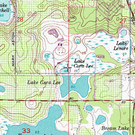 Topographic Map of Lake Cora Lee, FL