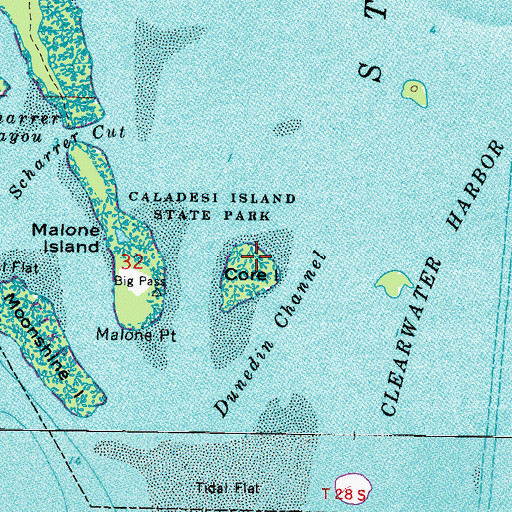 Topographic Map of Core Island, FL