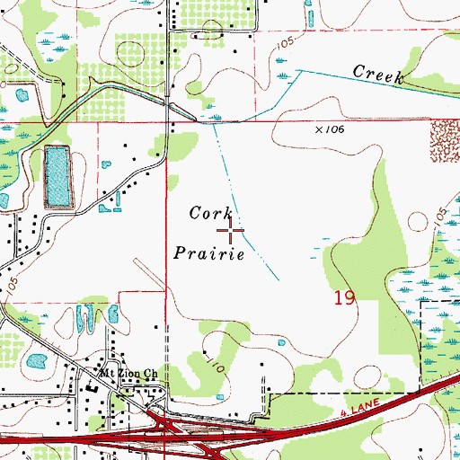 Topographic Map of Cork Prairie, FL