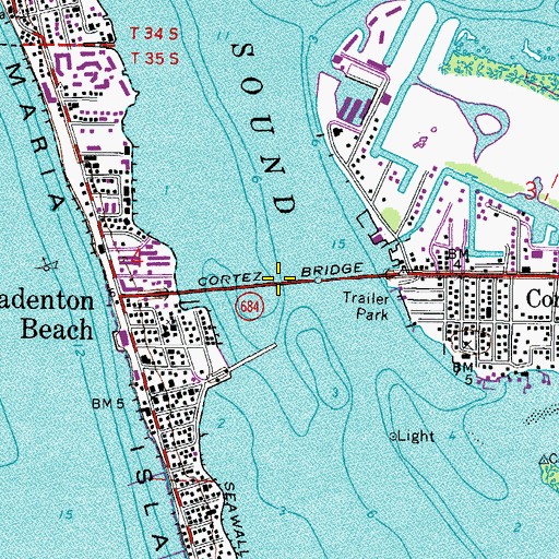 Topographic Map of Cortez Bridge, FL
