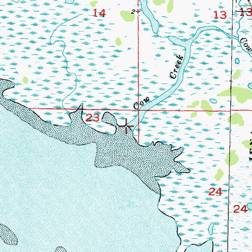 Topographic Map of Cow Creek, FL