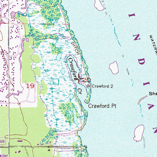 Topographic Map of Crawford Creek, FL