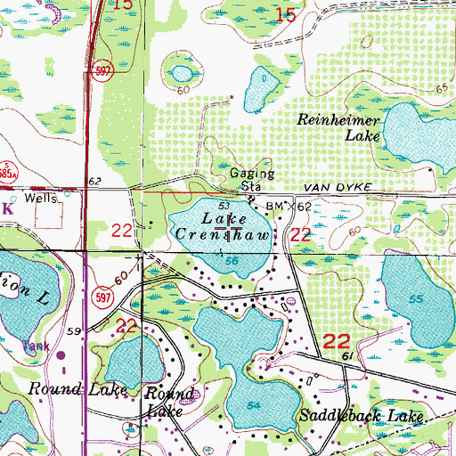 Topographic Map of Lake Crenshaw, FL