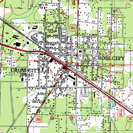Topographic Map of Cross City, FL