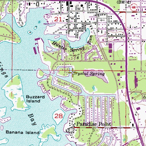 Topographic Map of Crystal Spring, FL