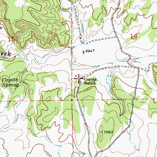 Topographic Map of Coyote Ranch, AZ