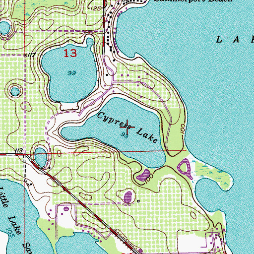 Topographic Map of Cypress Lake, FL