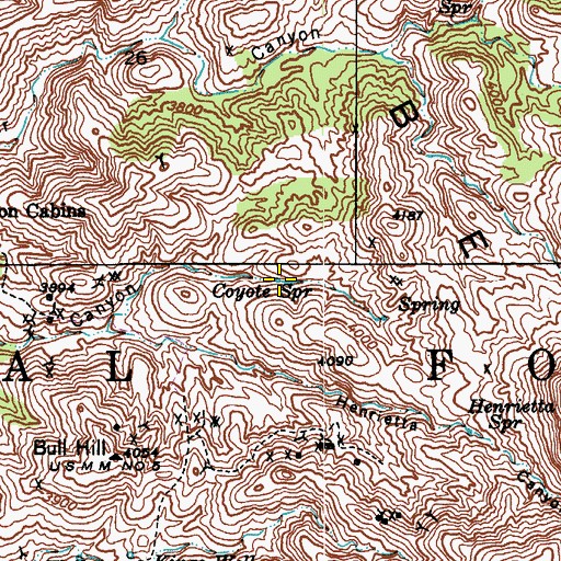 Topographic Map of Coyote Spring, AZ