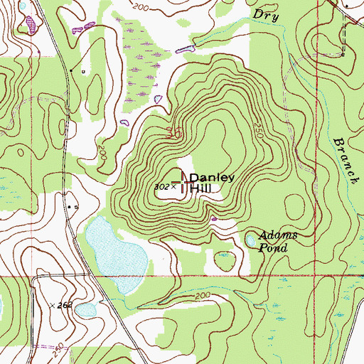 Topographic Map of Danley Hill, FL