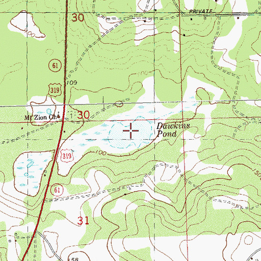 Topographic Map of Dawkins Pond, FL
