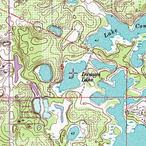 Topographic Map of Dawson Lake, FL