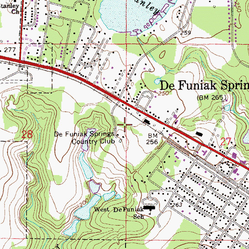 Topographic Map of DeFuniak Spring Country Club, FL
