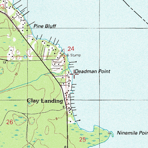 Topographic Map of Deadman Point, FL