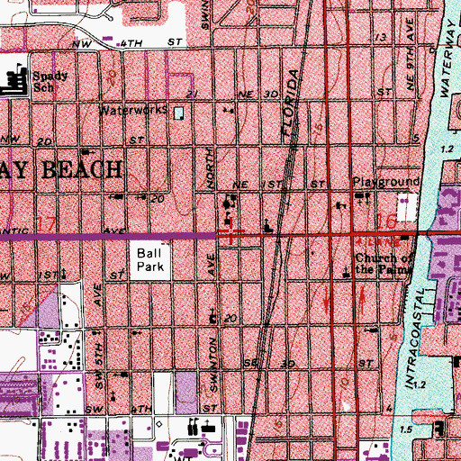 Topographic Map of Delray Beach, FL
