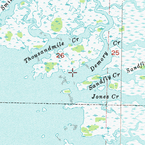 Topographic Map of Demory Creek, FL