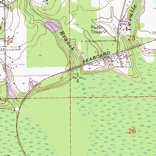 Topographic Map of Devall Branch, FL