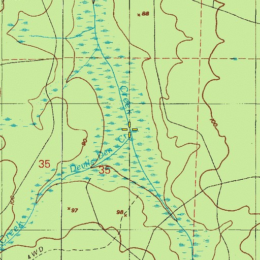 Topographic Map of Devils Den Creek, FL