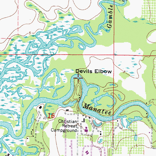 Topographic Map of Devils Elbow, FL