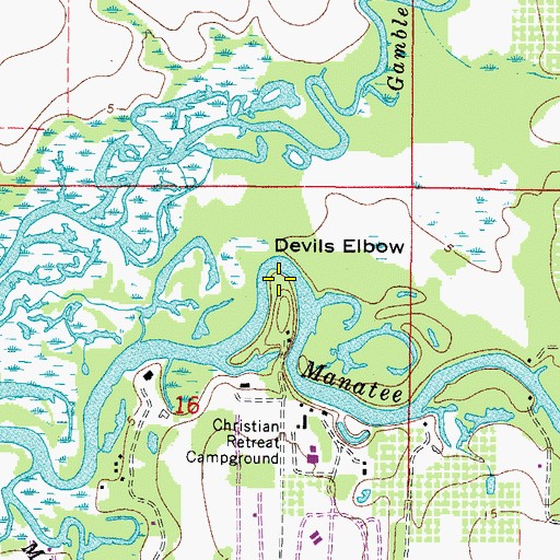 Topographic Map of Devils Elbow, FL