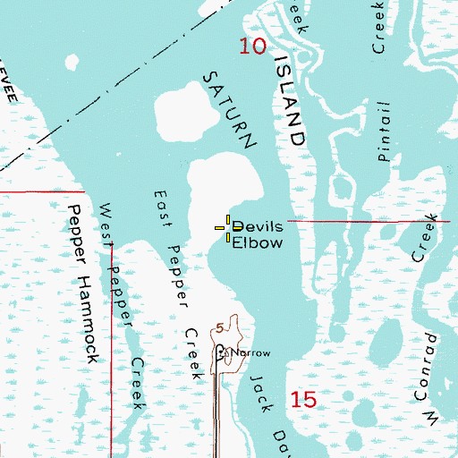 Topographic Map of Devils Elbow, FL