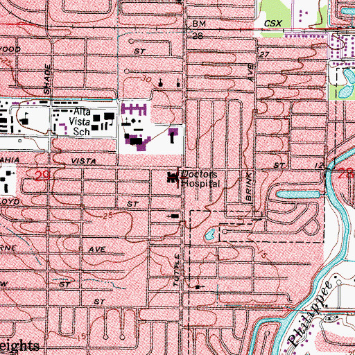 Topographic Map of Doctors Hospital, FL