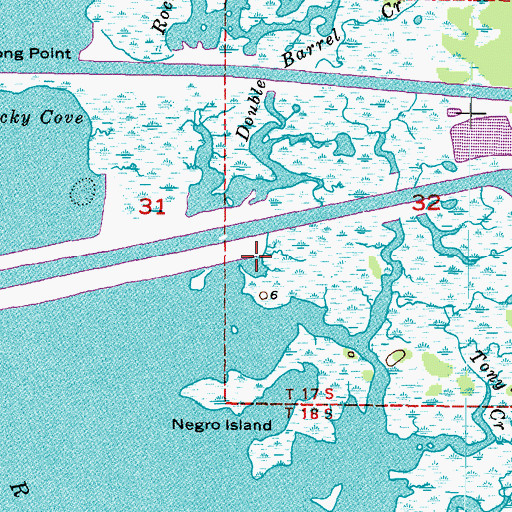 Topographic Map of Double Barrel Creek, FL