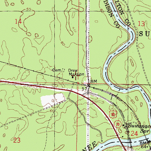 Topographic Map of Drew Mansion, FL