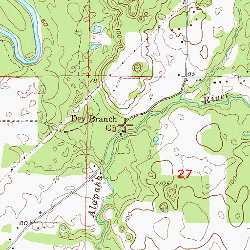Topographic Map of Dry Branch Church, FL