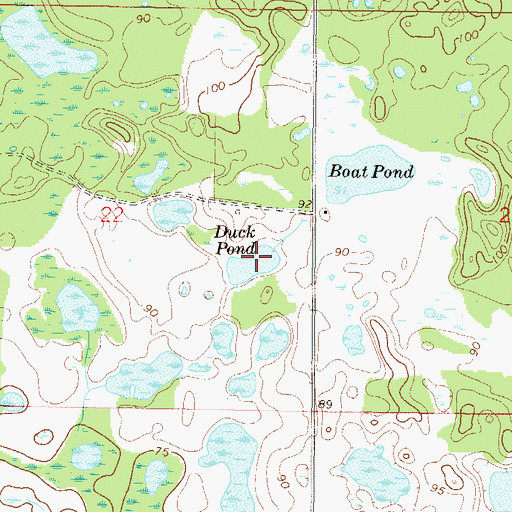 Topographic Map of Duck Pond, FL