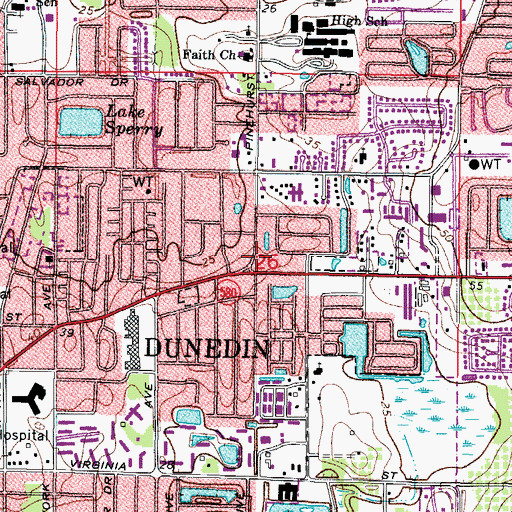 Topographic Map of Dunedin, FL
