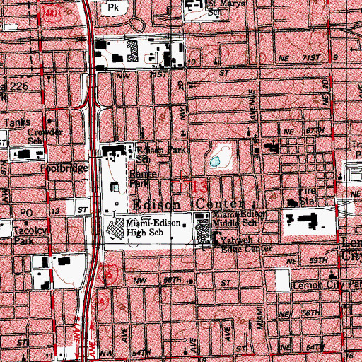 Topographic Map of Edison Center, FL