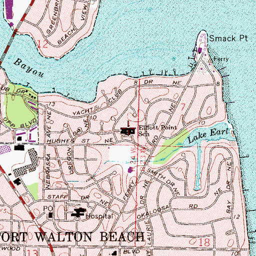 Topographic Map of Elliott Point Elementary School, FL