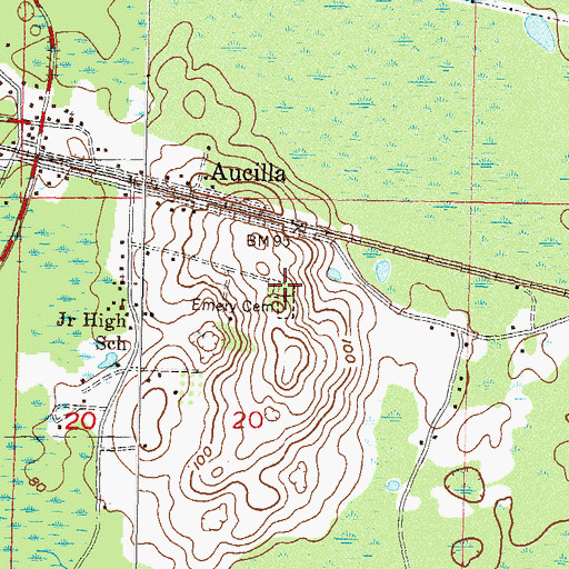 Topographic Map of Emery Cemetery, FL